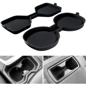 REMOCH 3D Cup Holder Inserts for Toyota RAV4 Accessories 2025 2024 2023 2022 2021 2020 2019 Silicone Cup Coaster Mats Pad Center Console Liner (2Pcs Set, Black Trim)