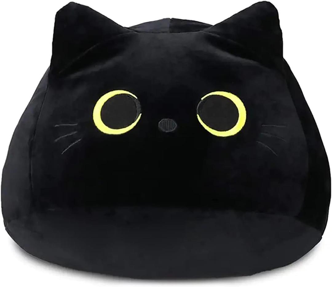 Cat Stuffed Animal Toy Pillow, Soft Plush Pillow, Black Cat Plush Toy, Gifts for Boys Girls Kids (20cm/7.8in)
