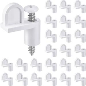 Blulu 24 Pack 3/8 in Nylon Window Screen Clip with Screws Offset Clips for Fastens Storm Window, Storm Panels, Screen Door Clips (White)
