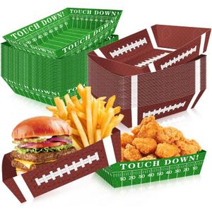 50Pcs Football Party Supplies, 5lb Football Food Plates, Football Paper Trays Disposable Bowls Nacho Trays, Football Theme Party Favors for Gameday, Carnivals, Birthday, Sport, Party Decor
