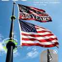20FT Fiberglass Tailgate Flag Pole Kit with Tire Mount, RV Flagpole for Pickup, SUV, Camper & Camping, 360 Anti-Tangle Clips, Secure Pin Lock, Heavy Duty Wind Resistant, Portable Collapsible to 3.7FT