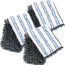 Masthome 3 Pack Microfiber Flip Mop Refills, Dua-Action Microfiber Mop Replacement Pads, Compatible with ASIN B076HPLH1T, Dry & Wet Use, Machine Washable, Double Sided Mop Pads for Floor Cleaning