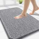 Arotive Bathroom Rugs 34x21, Extra Soft Absorbent Shaggy Chenille Bath Rugs, Machine Washable Rubber Backing Non-Slip Bath Mats for Bathroom Floor Tub and Shower, Home Decor Accessories, Grey