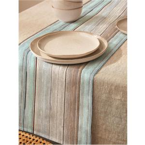 QWINEE Table Runner Farmhouse Wood Grain Pattern Coffee Table Runners Non-Slip Rectangle Table Setting Decor for Farmhouse Party Holiday Dinner Multicolor 13" x 72"