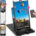 SEANCHEER 5-in-1 Vertical Phone Screen Magnifier HD with Bluetooth Remote, 3D Portable Foldable Smartphone Stand for | TikTok | YouTube | FB | IG | Scrolling - Gift for Mom, Dad & Family (Black, 12")