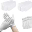 24 Pairs White Cotton Gloves for Dry Hands Eczema with 8 Laundry Bags, Soft Unisex Moisturizing Gloves for Sleeping Overnight, Breathable Work Glove Liners for Coin Jewelry Inspection, Art Handling