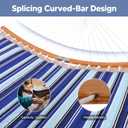 SUNCREAT Portable Hammock with Carrying Bag, 2 Person Hammock with Curved Spreader Bar, Blue Stripes