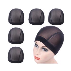 YANTAISIYU 5 Pcs/lot Mesh Dome Caps for Wigs Stretchable Hairnets Wig Caps for Women (Mesh Cap M) (Black)