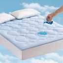 Queen Size Cooling Mattress Pad Waterproof Mattress Topper for Hot Sleepers - Soft Breathable Mattress Cover with 8"-21" Deep Pocket (6080",Blue)