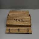 DLQuarts Mail Organizer with Key Holder for Wall Decorative Mail Sorter Wall Mounted, Wooden Mail Holder with 3 Hooks, Carbonized Brown