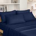 HOMEIDEAS Queen Size Bed Sheets - 6 Piece Set (Navy) - Extra Soft Brushed Microfiber 1800 Bedding Sheets, Deep Pocket, Wrinkle & Fade Free