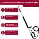 24 FT Telescoping Pressure Washer Wand with Pressure Washer Extension Wand,Brush Head,Gutter Cleaner Attachment and Support Belt,Pressure Washer Extension Pole for Wall Roof Gutter