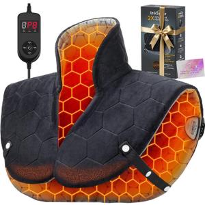 Neck and Shoulder Heating Pad: 2X Graphene Extra Hot Max 160 for Faster Deeper Pain Relief - 4H Auto Shut Off for Home Office Use - Machine Washable - Gifts for Dad Grandpa Husband (Black)