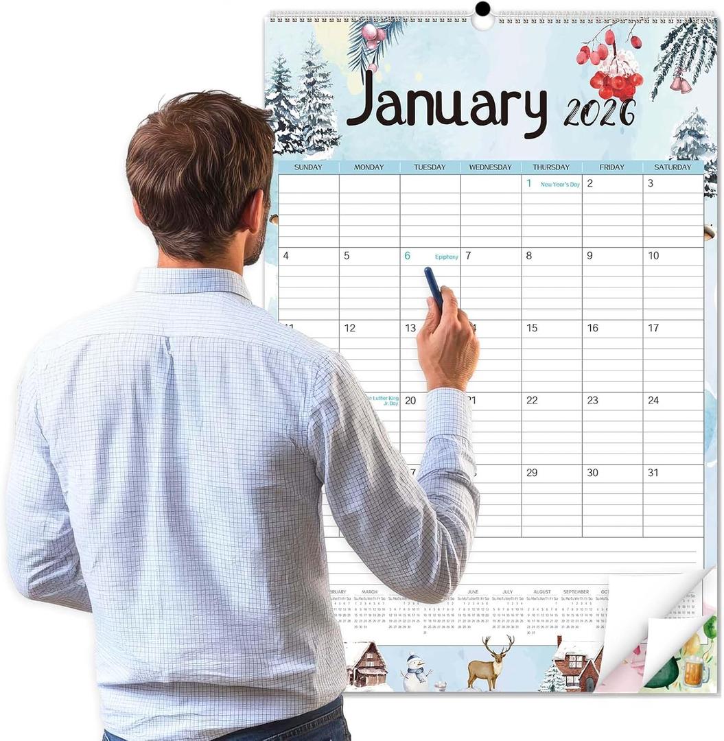 Guasslee 2026 Large Wall Calendar,20"x 30" Vertical Jumbo Hanging Wall Planner,18 Monthly Calendar from Jan. 2026 to Jun. 2027 with Lines,Spiral Binding and Notes for Easy Organizing