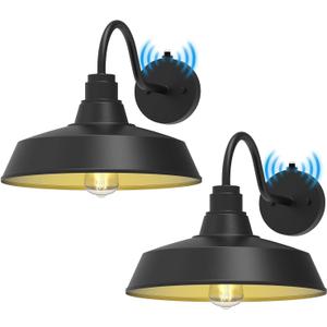 14.5 Dusk to Dawn Barn Lights Outdoor, Large Vintage Waterproof Gooseneck Wall Sconce, Outdoor Light Fixtures Wall Mount for Doorway Garage Patio, E26 Base 2PCS, 14.5in