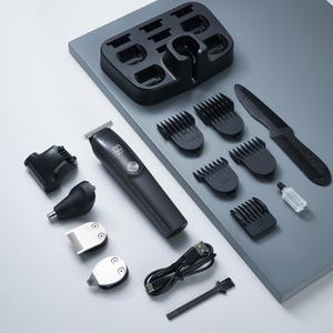 Multi-Function Oil Head Electric Hair Clipper Home Shaving Clipper Set Hair Clipper Special Digital Display Engraving (Titanium Gray)