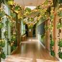 Preboun 20ft Jungle Theme Party Decorations with String Lights Tropical Rainforest Palm Leaves Safari Artificial Rattan Decor Set for Indoor Outdoor Forest Classroom Birthday Decor