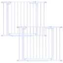 Cumbor 2 Pack 29.7-40.6" Baby Gate for Stairs, Mom's Choice Awards Winner-Dog Gate for Doorways, Pressure Mounted Self Closing Pet Gates for Dogs Indoor, Safety Child Gate with Easy Walk Thru Door (White)