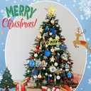 73 Pcs Blue Christmas Tree Ornaments Set Shatterproof Christmas Tree Decoration Star Topper Hanging Ball Snowflake Pickle Ornaments for Party Holiday