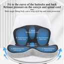 Ergonomic Seat Cushion with Adjustable Strap, Memory Foam Office Chair Seat Cushion with L-Shaped Design, Car Seat Cushion Fits for Truck Driver Semi Truck, Gaming Chair, Desk, Light&Dark Gray