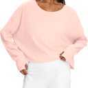 Darong Women's Open Back Athletic Shirt | Open back, Oversized, Crop length, Thumb Holes, Long sleeve, Loose fit, Y2k yoga, Athletic shirts (Pink, L)