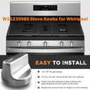 (5Pcs) W11239985 Gas Stove Knobs Replacements Compatible with Whirlpool WFG525S0HZ1 WFG550S0HZ1 WFG525S0HZ0 WFG525S0JV0 WFG535S0JV1, Range Oven Knob Replace Part PD00061875 AP6333411 W10850015