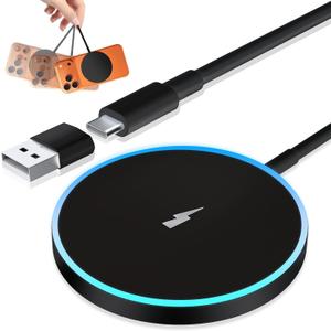Wireless Charger 15W Max Magnetic Fast Charging Pad Mat for iPhone 17 16 15 14 13 12 11 Pro Max/Mini/Plus/XR/X/8, Samsung Galaxy S23/S22/S21/S20/S10/Buds, Case Friendly, Black
