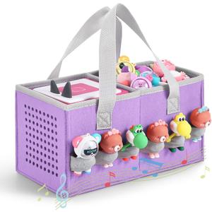 Carrying case for Toniebox Audio Player and Figurines Starter Set,Felt Organizer Bag,Travel for toniebox 2 Earphone and charger accessories portable bag (Purple)