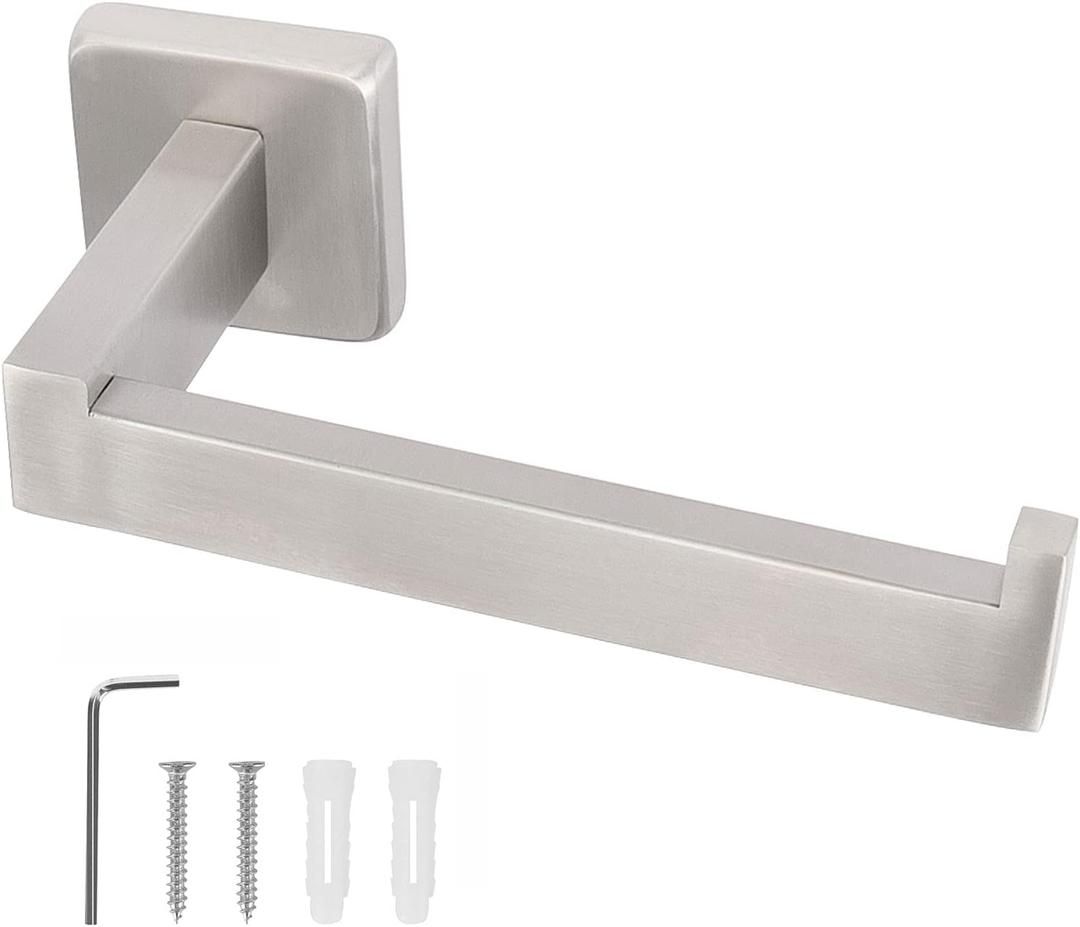 NearMoon Bath Square Toilet Paper Holder, Premium SUS304 Stainless Steel Rustproof Wall Mounted Toilet Roll Holder for Bathroom, Kitchen, Washroom (Brushed Nickel)