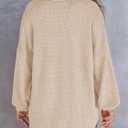 DERAX Women's Oversized Waffle Knit Tops Henley Shirts Long Sleeve V Neck Loose Fit 2026 Spring Tunic Blouse Apricot XL (Beige, XL)