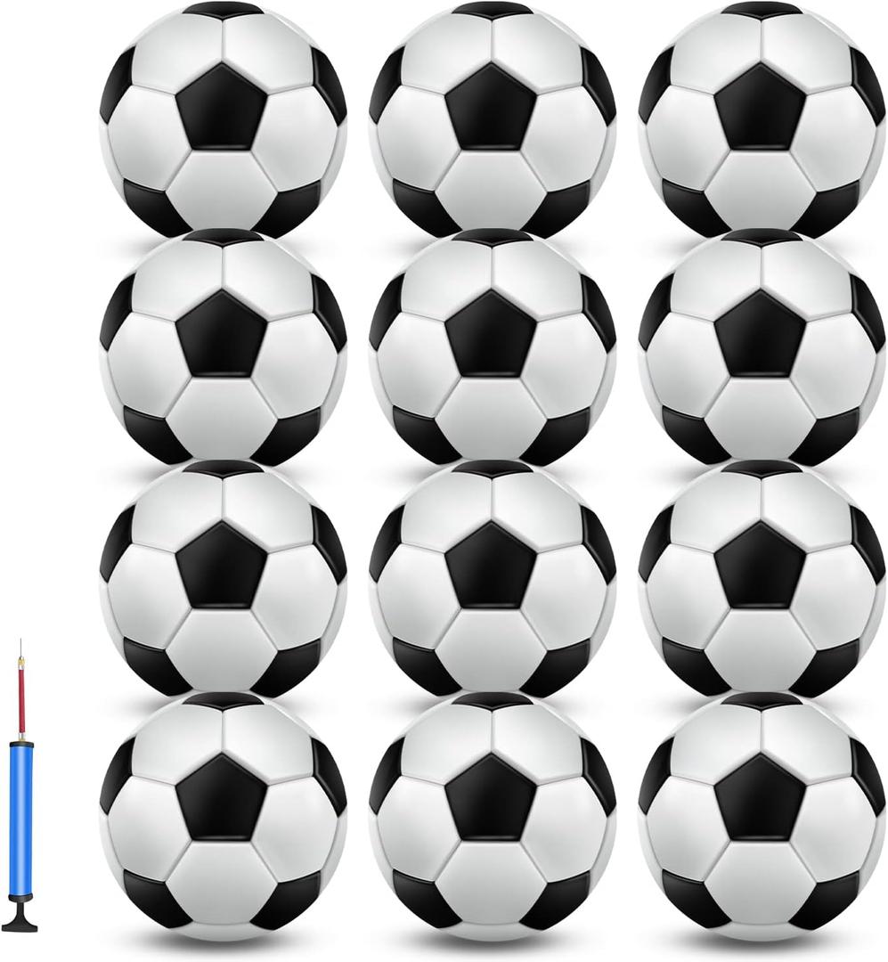 jiaonun 12 Pack Classic Soccer Balls Size 3/4/5 Inflatable with Pump for Kids,Youth and Adults, Black and White Soccer Ball Bulk