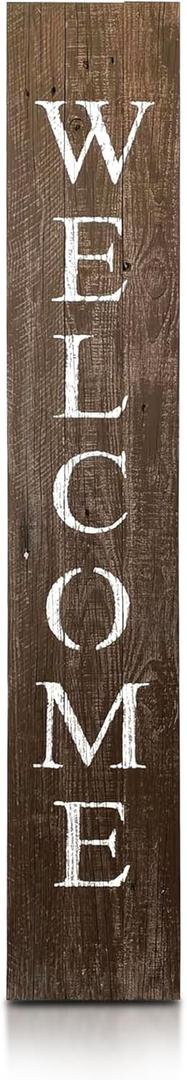 BARNWOODUSA Wooden Welcome Sign for Front Door (5 Foot), Espresso Brown  9 Wide Vertical Outdoor Welcome Signs  Decorative Real Reclaimed Wood - Farmhouse Rustic Yard, or Front Porch Decor,