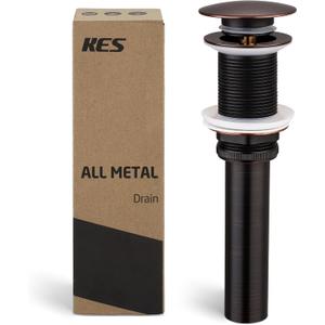 KES Bathroom Sink Drain Without Overflow Vessel Sink Lavatory Vanity Pop Up Drain Stopper Oil Rubbed Bronze, All Metal Rustproof Brass and 304 Stainless Steel, for 1.6"-1.9" Sink Hole, S2008D-ORB