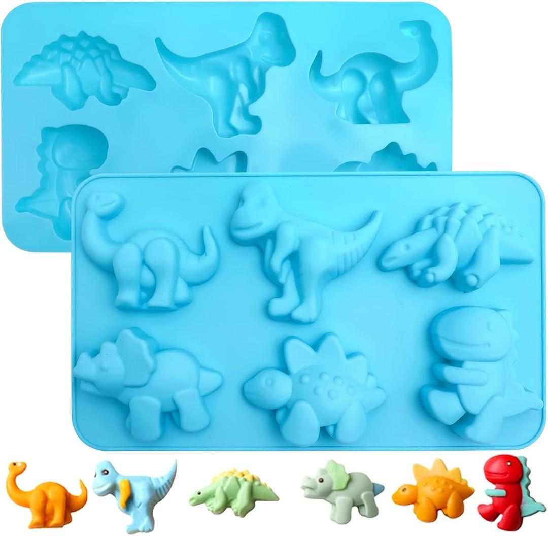 Dinosaur Silicone Mold, 11inch*6inch Blue Dinosaur Candy Chocolate Molds, Animal Dinosaur Shape Jello Molds for Children, Dino Cookie Cutters Molds Tool Making Candy Pudding Crayon