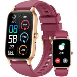 Smart Watch for Women Men, 1.57" Smartwatch (Answer/Make Call), 2025 NEW Fitness Tracker with 110 Sport Modes, Heart Rate/Sleep Monitor/Pedometer, IP68 Waterproof, Fitness Watch for Android iOS (wine red)