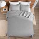 HORIMOTE HOME Grey Queen Size Quilt Set - Soft Microfiber Bedspread with 2 Shams, Lightweight & All-Season Geometric Coverlet for Cozy Bedding