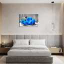 ZHIYYHAO Black and White Blue Roses Canvas Wall Decor Framed Modern Zen Artwork For Bedroom Bathroom Office Home Decor Ready to Hang（rose-2，24.00L X 16.00W''）