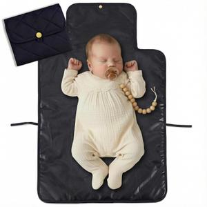 Portable Diaper Changing Pad - Soft and Easy to Clean Diaper Changing Mat for Babies - The Perfect Lightweight and Foldable Pad for Traveling (Black)