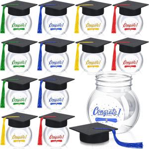 Mimorou 12 Sets Graduation Party Favors 2026 Graduation Cap Candy Jars Boxes Class of 2026 Candy Container for Table Guests School Party(Colorful)