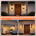 2-Pack 20" Large Outdoor Solar Wall Lights With Dusk to Dawn Sensor, 8000mAh Metal Modern Outside Wall Sconce with Tempered Glass for House, Exterior Porch Lamps Wall Mount,E12 Bulbs Included