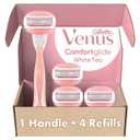 3 x Gillette Venus ComfortGlide White Tea Women's Razor 1 Handle + 4 Blade Refills
