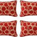 Outdoor Decorative Pillows Pack of 4, 20" x 12" Outdoor Pillow Set for Couch Bed Throw Patio Sofa, Circle Red