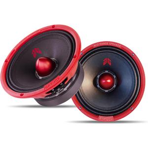 MX65E2 Midrange Loudspeaker 6.5" Red Bullet, 480W Max, 4 Ohms, Premium Quality Audio Door Speakers for Car or Truck Stereo Sound System, Red (2 Speaker)