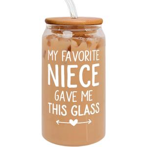 Aunt Gifts from Niece - Gift for Aunt, Auntie Gift from Niece - Birthday, Mothers Day Gifts for Auntie, Aunty - 16 Oz Can Glass