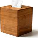 Tissue Box Cover Square, Teak Wood Tissue Box Holder with Slide-Out Bottom, Wooden Tissue Box Cover Cube for Bathroom, Bedroom, Dinner Table, 5.5 x 5.5 x 6.1 inches