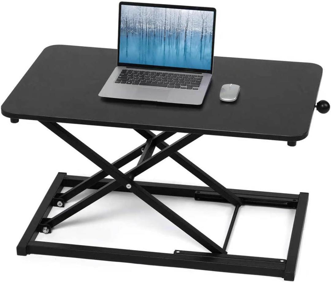Height Adjustable Standing Desk Converter,Keyboard Riser for Stand Up Desk Riser,Computer Keyboard Stand for Desktop,Computer Workstations Home Office Portable Table Black Size 23.6 Inch
