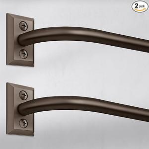Hei!Dear 2 Pack Blackout Curtain Rod for Windows 28 to 48 inch (2.33-4Ft), Wrap Around Room Darkening Curtain Rods, 5/8" Samll Adjustable Modern Decorative Window rod,Brown