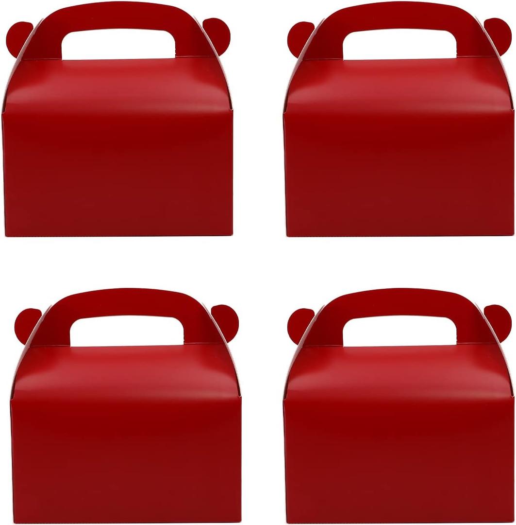 30Pcs Dark Red Party Favor Gift Box, Gable Box,Cardboard Treat Box, Goodie Candy Box. Perfect for Birthday Babyshower or Any Fun Red Theme Party