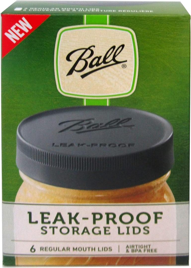 Ball Leak-Proof Plastic Lids for Glass Mason Jars, Used for Canning, Pickling, Juice, Jam, Jelly (Regular, 6 Count (Pack of 1)