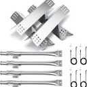 Hisencn Grill Replacement for Home Depot Nexgrill 720-0830H, 720-0830D, 720-0783E, 720-0888, BHG 720-0783H Gas Grill Pipe Burner and Stainless Steel Heat Plates Tent Shield Replacement Kit